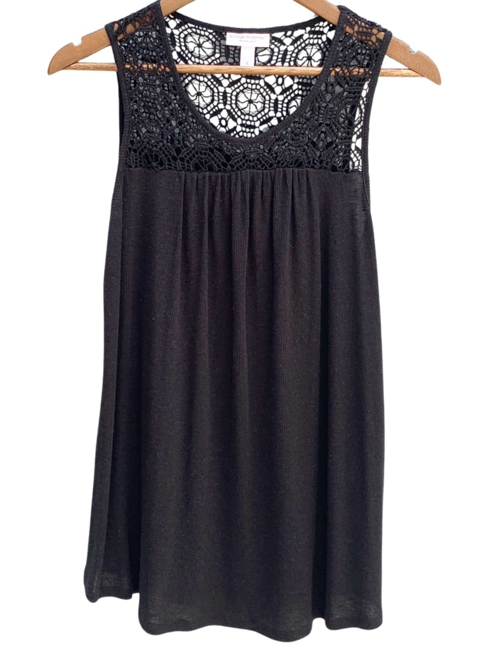 Liz Lange Maternity Black Crochet Lace Sleeveless Tunic Tank Top Size Small